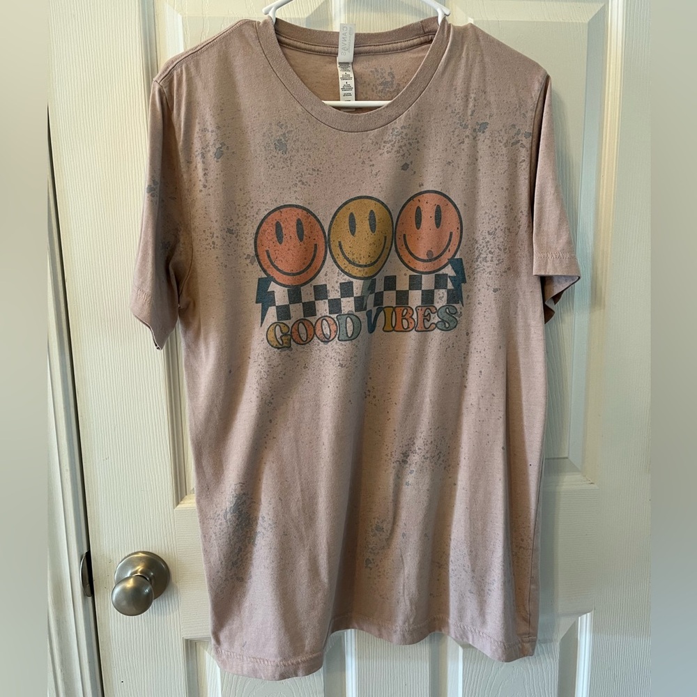 Canvas Bella Canvas Women’s Dust Pink GOOD VIBES Short Sleeve T-Shirt